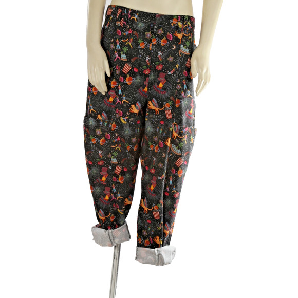 Farm Rio Amorina Anthropologie Pants Size L Whimsical Multicolor Denim Boho - Picture 6 of 16